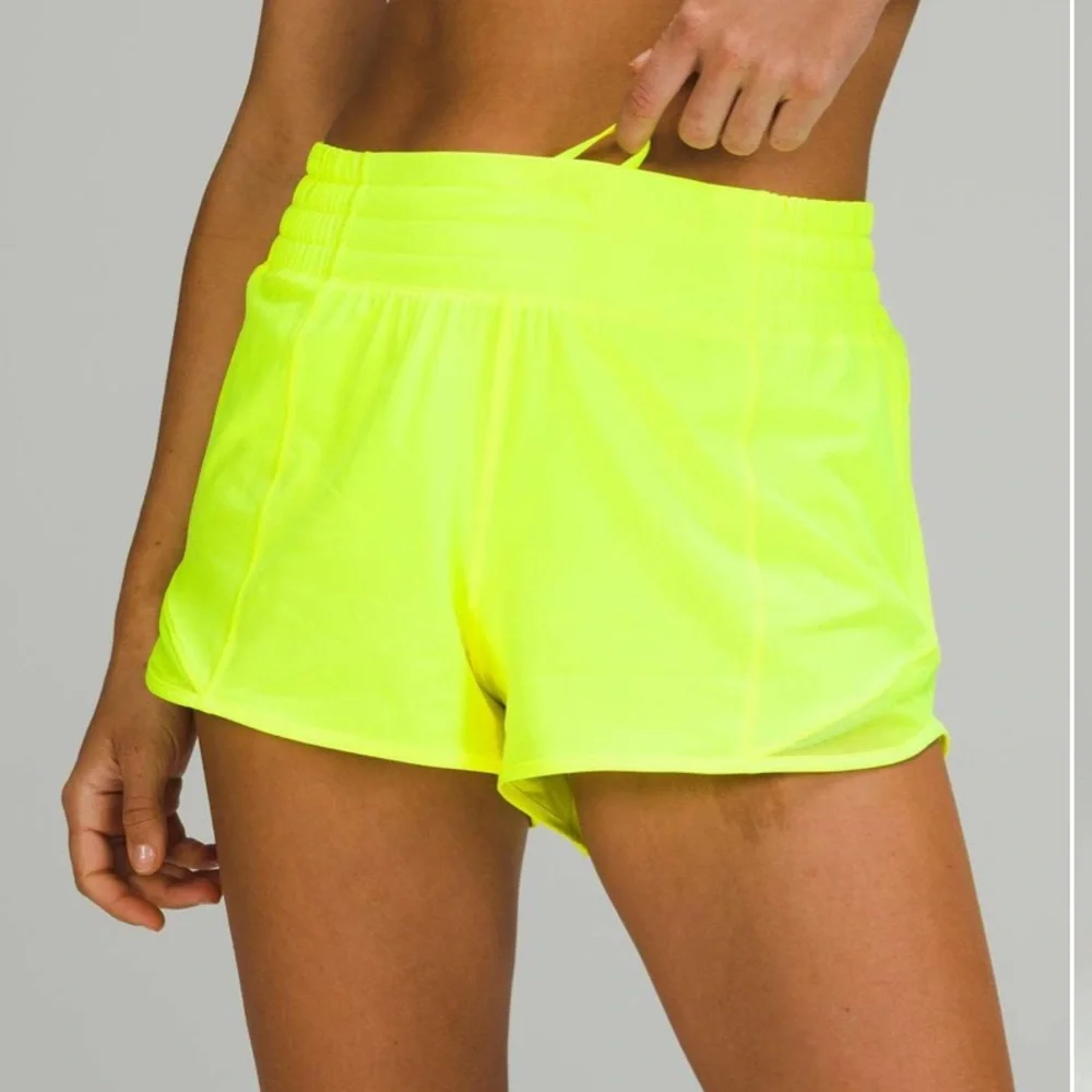 Lululemon Highlighter Yellow Hotty Hot Shorts - Picture 2 of 4